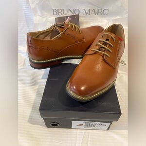 Bruno Marc Oxfords Mens Princewide-16 Brown 8.5 Wide Dress Shoe Faux Leather NEW
